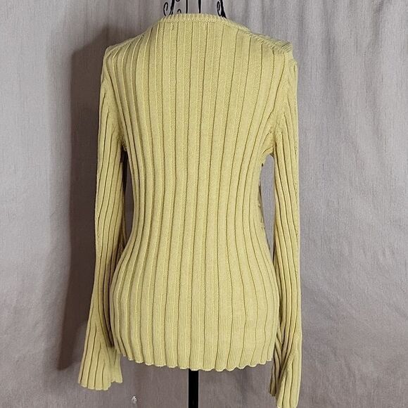 BANANA‎ REPUBLIC Gold Yellow Cotton Cable Knit Sweater Small - Picture 5 of 6